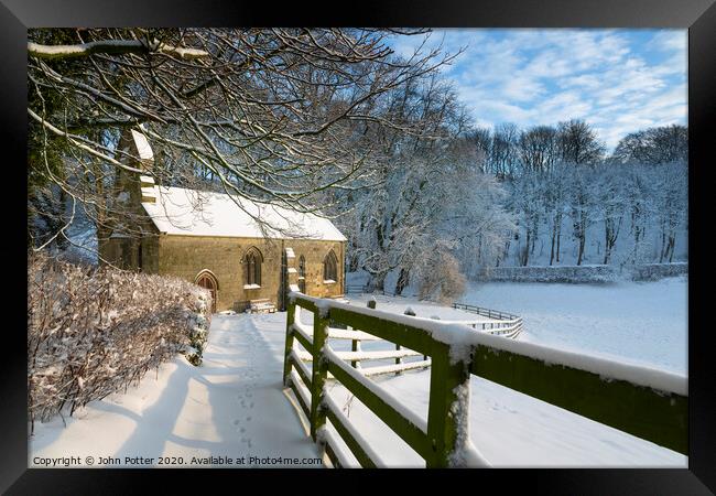 St Ethelberga's Church Givendale, East Yorkshire Wolds, England. Framed Print by John Potter