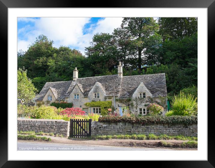 Cottages on road through Bibury Framed Mounted Print by Allan Bell