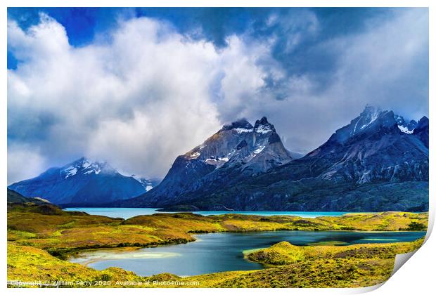Pehoe Lake Paine Horns Torres del Paine National Park Chile Print by William Perry