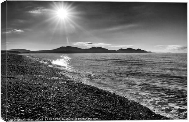 Dinas Dinlle beach looking towards the Lleyn Penin Canvas Print by Peter Lovatt  LRPS