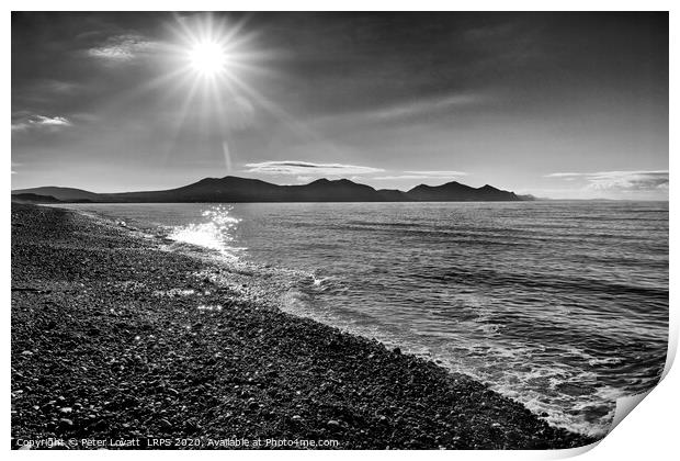 Dinas Dinlle beach looking towards the Lleyn Penin Print by Peter Lovatt  LRPS