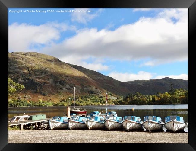 Boats for hire Ullswater  Framed Print by Sheila Ramsey