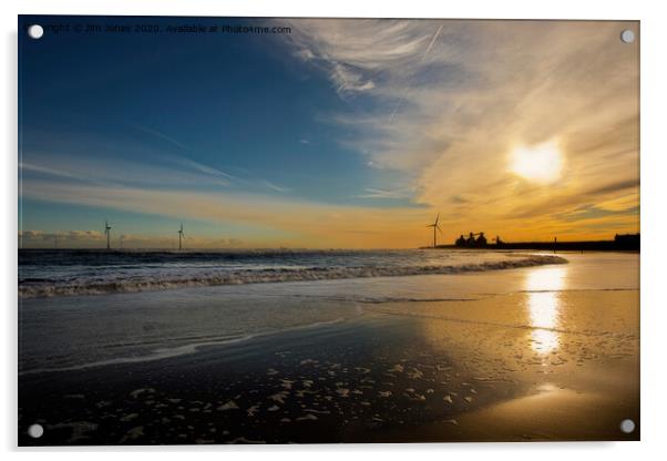 December daybreak on the beach Acrylic by Jim Jones