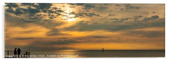 Fishing at sunset Acrylic by Ernie Jordan