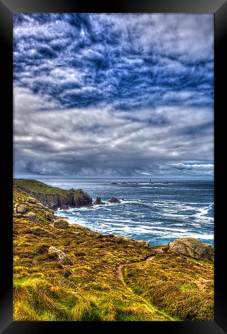Lands End and Longships Framed Print by Mike Gorton