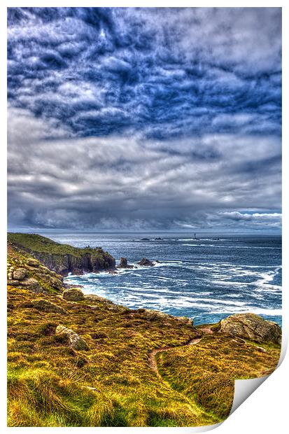 Lands End and Longships Print by Mike Gorton