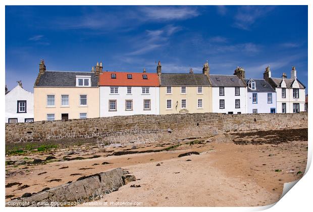 Anstruther Houses with a Sea View Print by Kasia Design