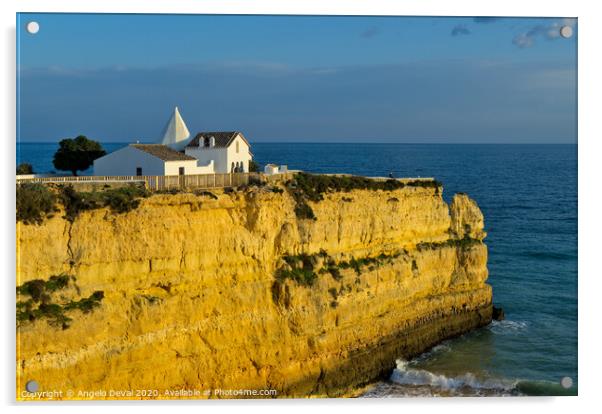 Chapel Nossa Senhora da Rocha on the cliffs in Algarve Acrylic by Angelo DeVal