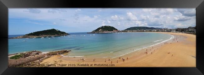 Panoramic view of pristine golden beach. Framed Print by PhotOvation-Akshay Thaker