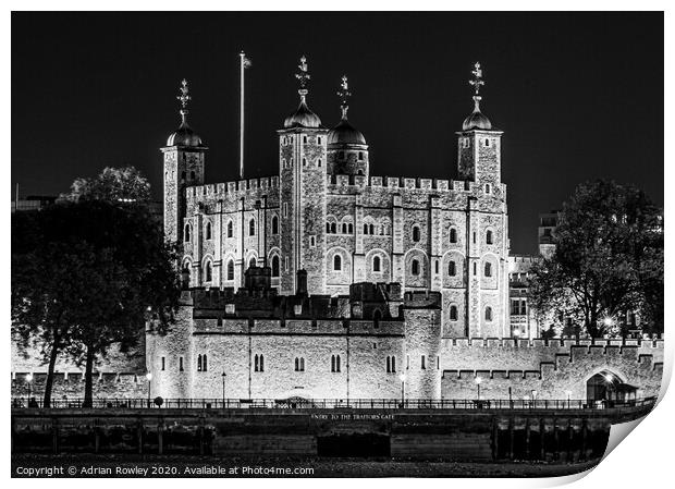 The Tower in Monochrome Print by Adrian Rowley
