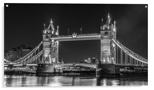 Tower Bridge in Monochrome Acrylic by Adrian Rowley