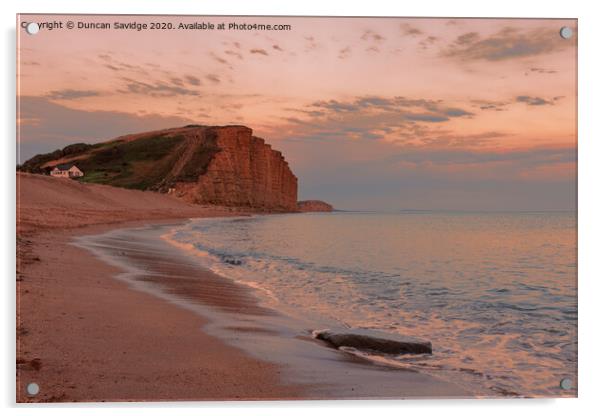 West Bay Cliff sunset Acrylic by Duncan Savidge