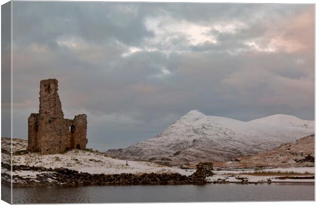 Ardvreck Castle in Winter  Canvas Print by Derek Beattie