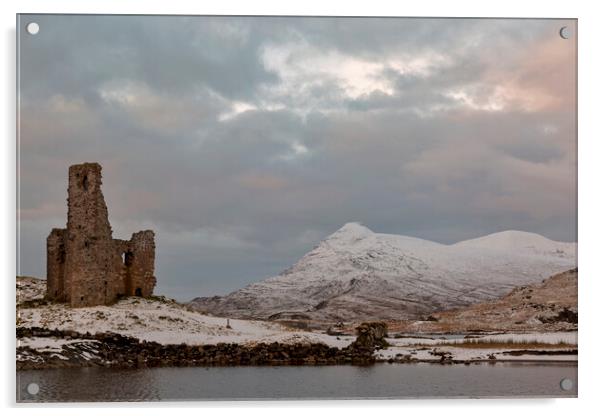 Ardvreck Castle in Winter  Acrylic by Derek Beattie