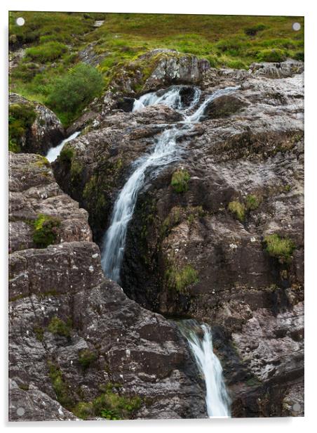 Glencoe Waterfall. Acrylic by Tommy Dickson
