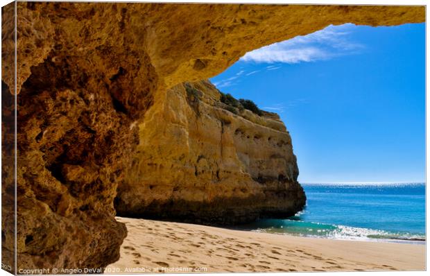 Cliff cave in Albandeira Beach Canvas Print by Angelo DeVal