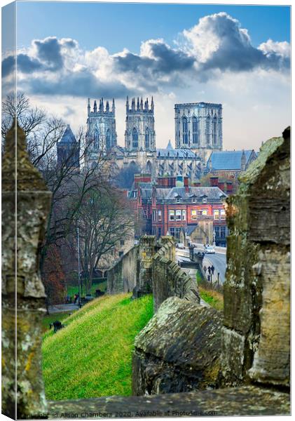 York Minster and City Wall Canvas Print by Alison Chambers