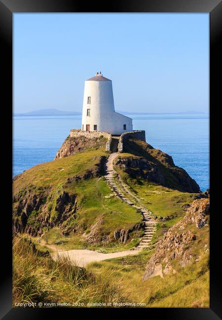 Steps up to lighthouse Framed Print by Kevin Hellon