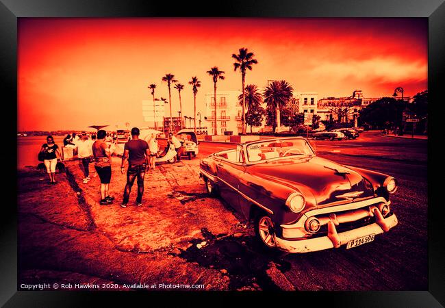 Havana Promenade Chevy  Framed Print by Rob Hawkins