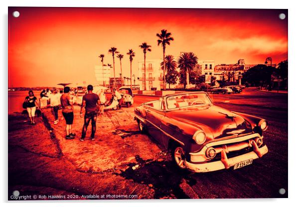 Havana Promenade Chevy  Acrylic by Rob Hawkins