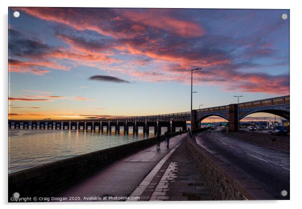 Tay Bridge Sunset Acrylic by Craig Doogan