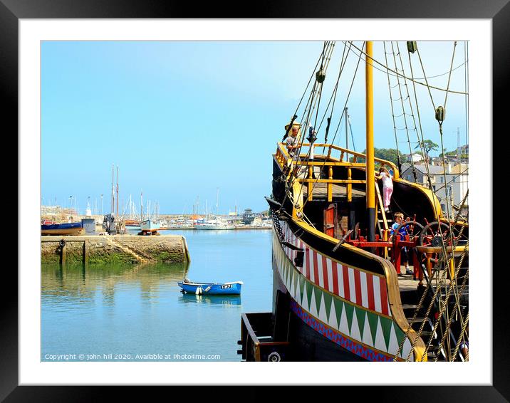 The Golden Hind at Brixham in Devon. Framed Mounted Print by john hill