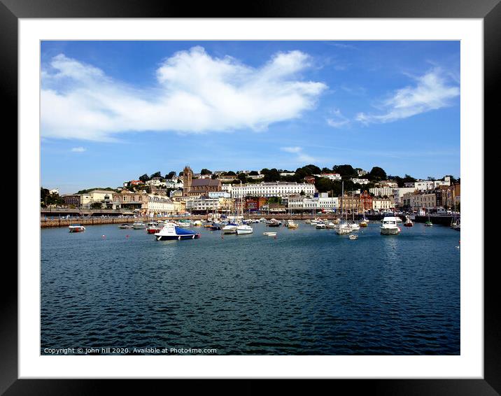 The Inner harbour and town at Torquay in Devon. Framed Mounted Print by john hill