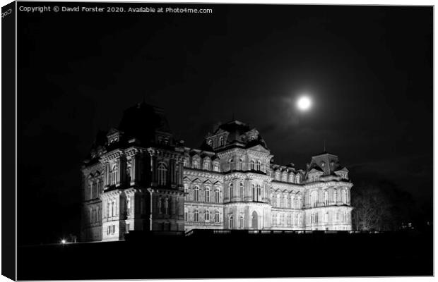 Moonlight over the Bowes Museum, Barnard Castle, County Durham,  Canvas Print by David Forster