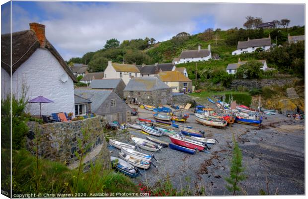 Boats on the Harbour Cadgwith Helston Cornwall Eng Canvas Print by Chris Warren