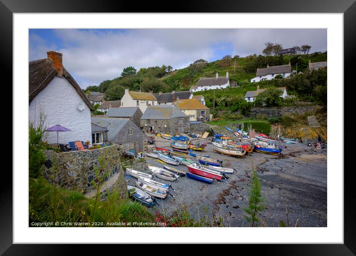 Boats on the Harbour Cadgwith Helston Cornwall Eng Framed Mounted Print by Chris Warren