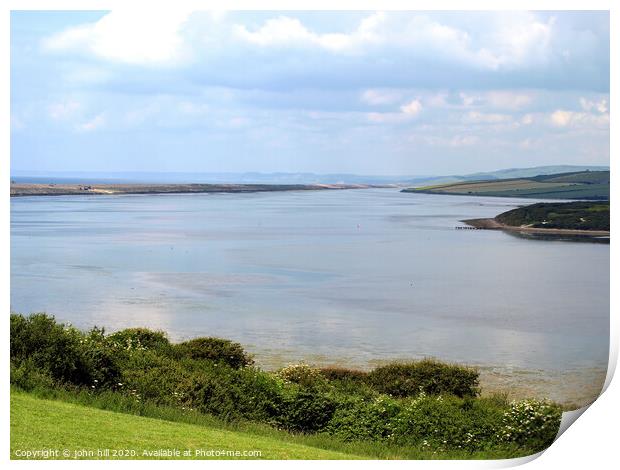 View of the Fleet Lagoon and Chesil beach in Dorset. Print by john hill