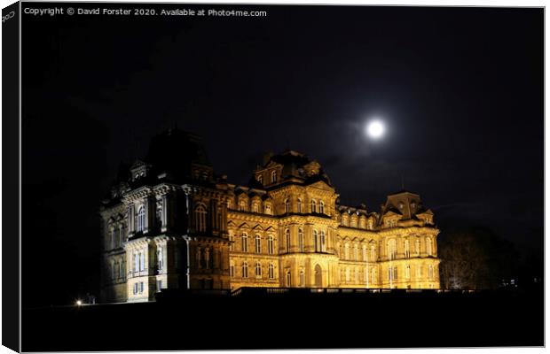 Moonlight over the Bowes Museum, Barnard Castle, County Durham,  Canvas Print by David Forster