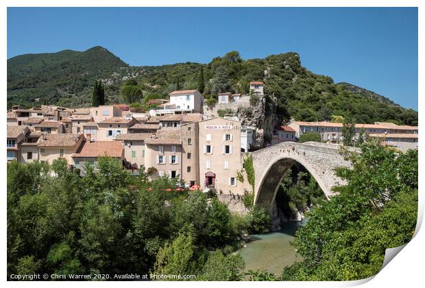 Pont de Nyons medieval bridge over the Eygues Rive Print by Chris Warren