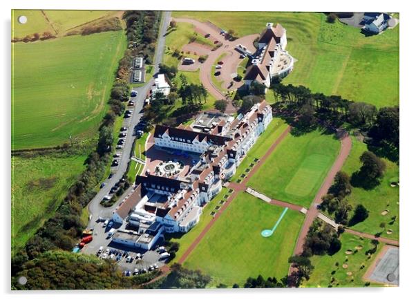 Aerial view of Turnberry Hotel (2010) Acrylic by Allan Durward Photography