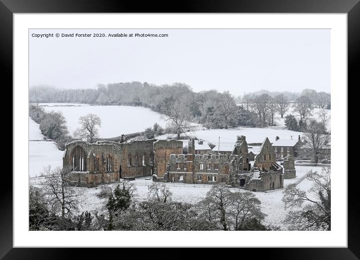 A Misty Winter Morning at Egglestone Abbey, Barnard Castle, Coun Framed Mounted Print by David Forster