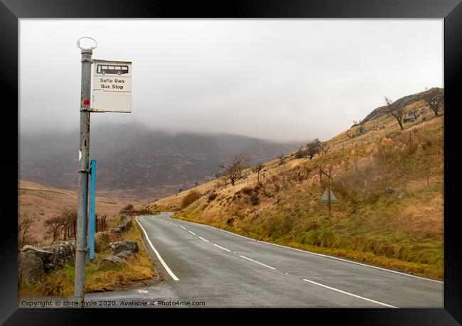 Bus Stop in Snowdonia Framed Print by chris hyde