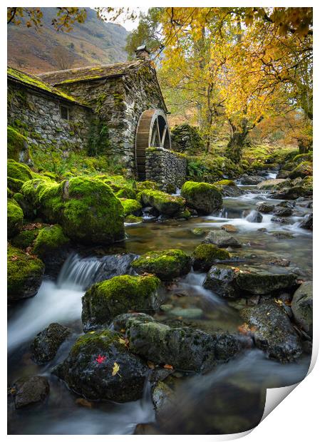 Borrowdale Water Mill, Lake District. Print by Daniel Farrington