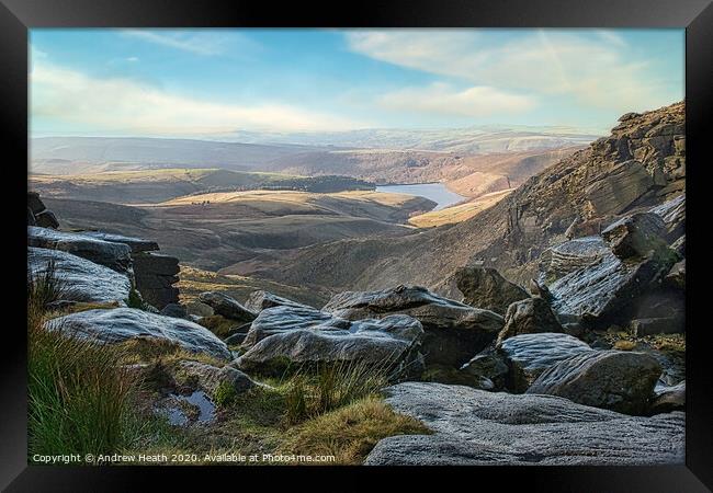 View Over Kinder Downfall Framed Print by Andrew Heath