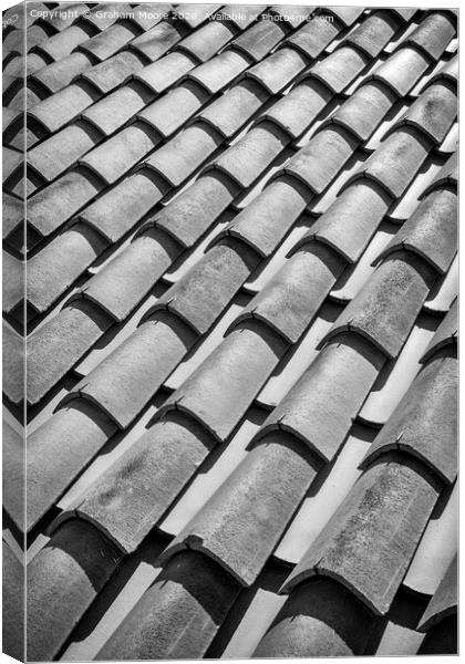Traditional tiled roof monochrome Canvas Print by Graham Moore