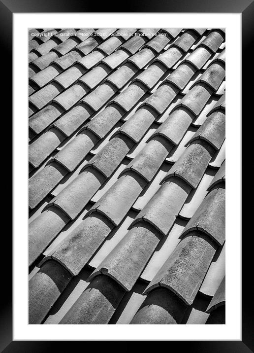 Traditional tiled roof monochrome Framed Mounted Print by Graham Moore