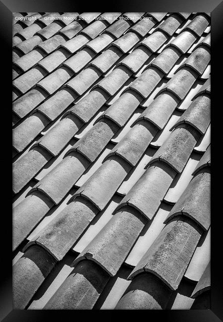 Traditional tiled roof monochrome Framed Print by Graham Moore