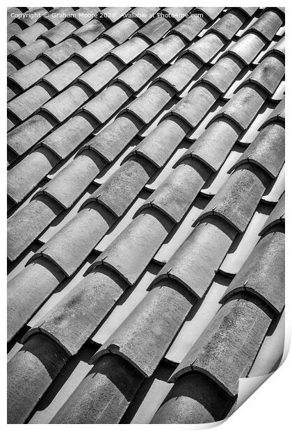 Traditional tiled roof monochrome Print by Graham Moore