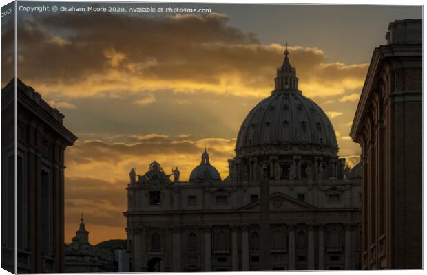 St Peters Basilica at sunset Canvas Print by Graham Moore