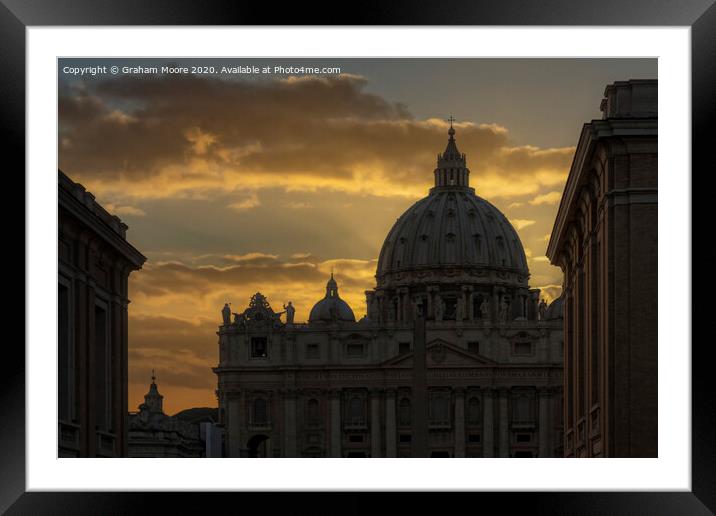 St Peters Basilica at sunset Framed Mounted Print by Graham Moore