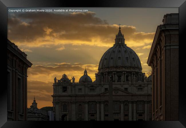 St Peters Basilica at sunset Framed Print by Graham Moore