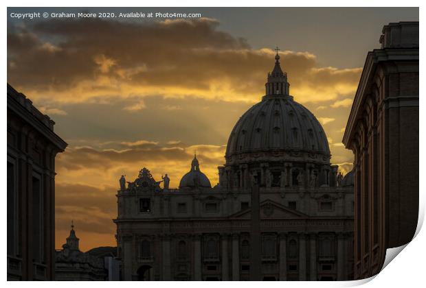 St Peters Basilica at sunset Print by Graham Moore