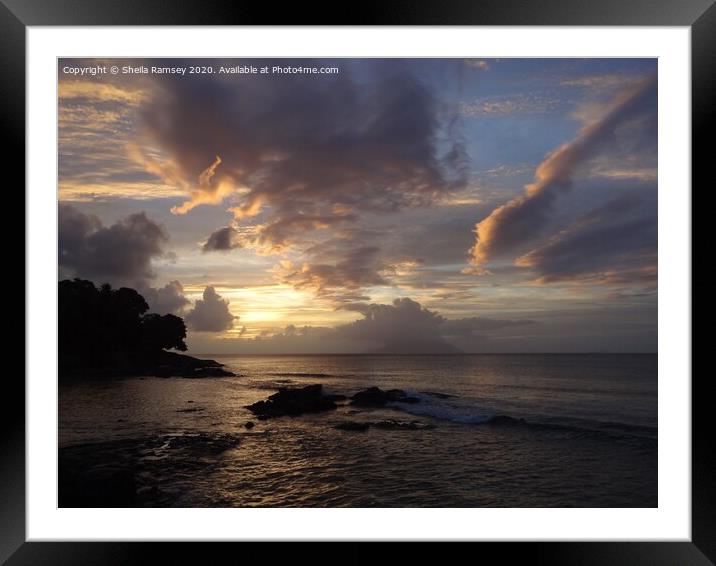 Seychelles sunset Framed Mounted Print by Sheila Ramsey