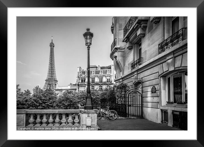 Parisian Charm | monochrome Framed Mounted Print by Melanie Viola