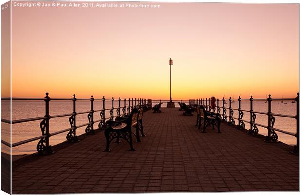 A New Dawn at Swanage Pier Canvas Print by Jan Allen