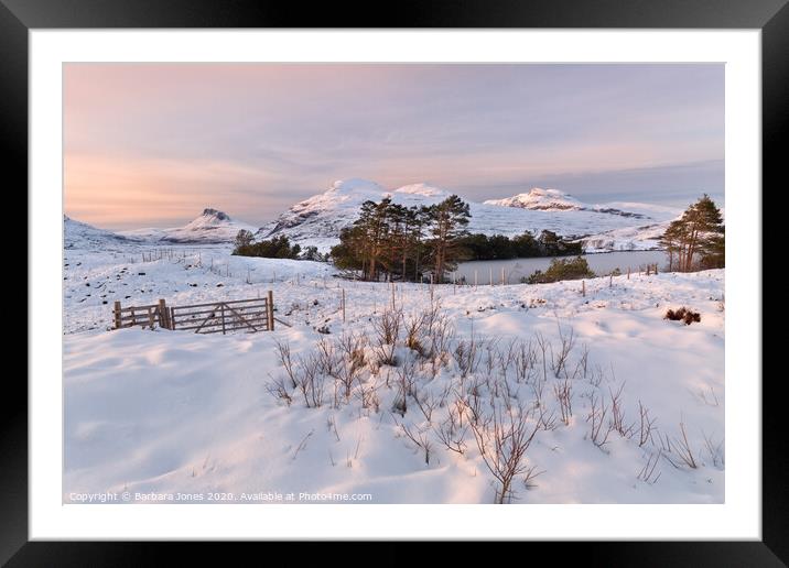 Assynt, Winter Sunset, Inverpolly Scotland Framed Mounted Print by Barbara Jones